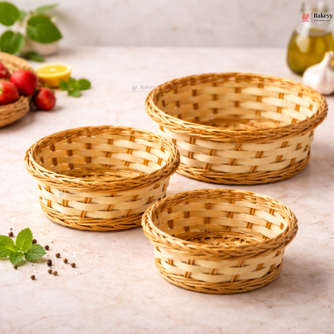 Round Handwoven Wicker Basket | Elegant & Durable Storage Solution | 1 Piece