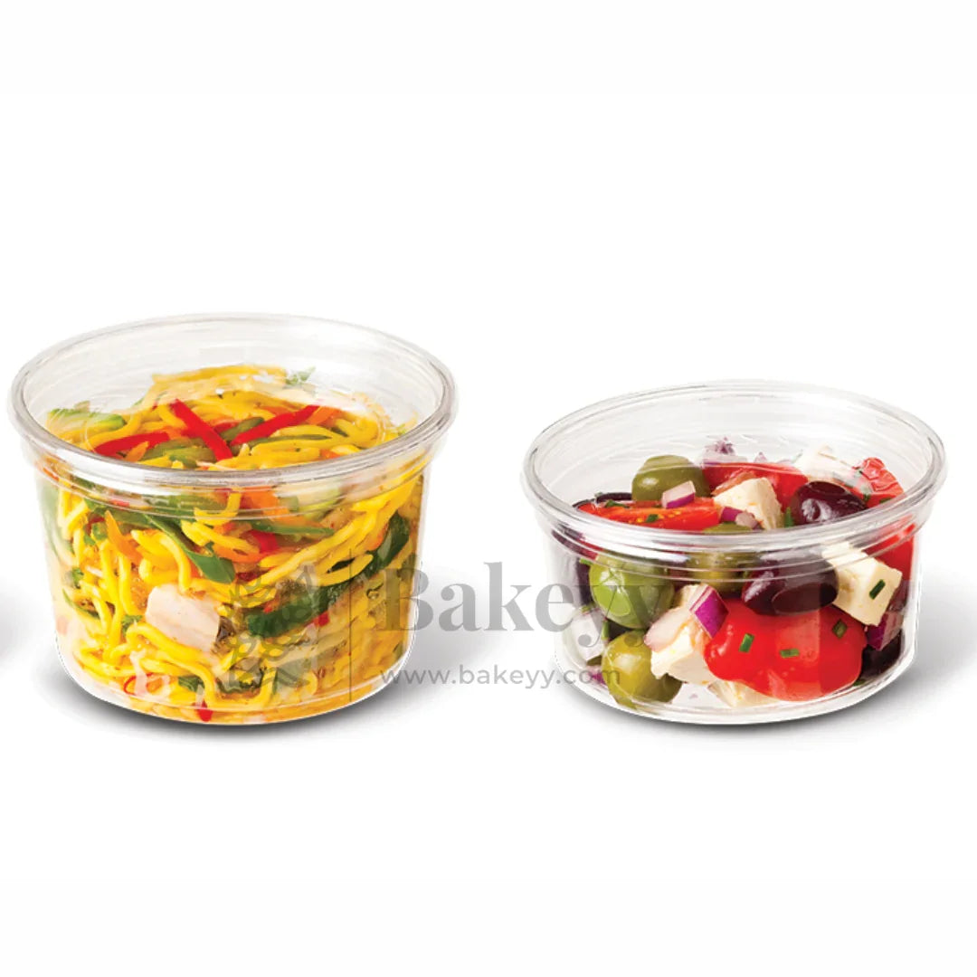 Clear Stackable Round PET Box | Pack of 25 - Bakeyy.com - India - Clear Stackable Round PET Box | Pack of 25 - 250 ml