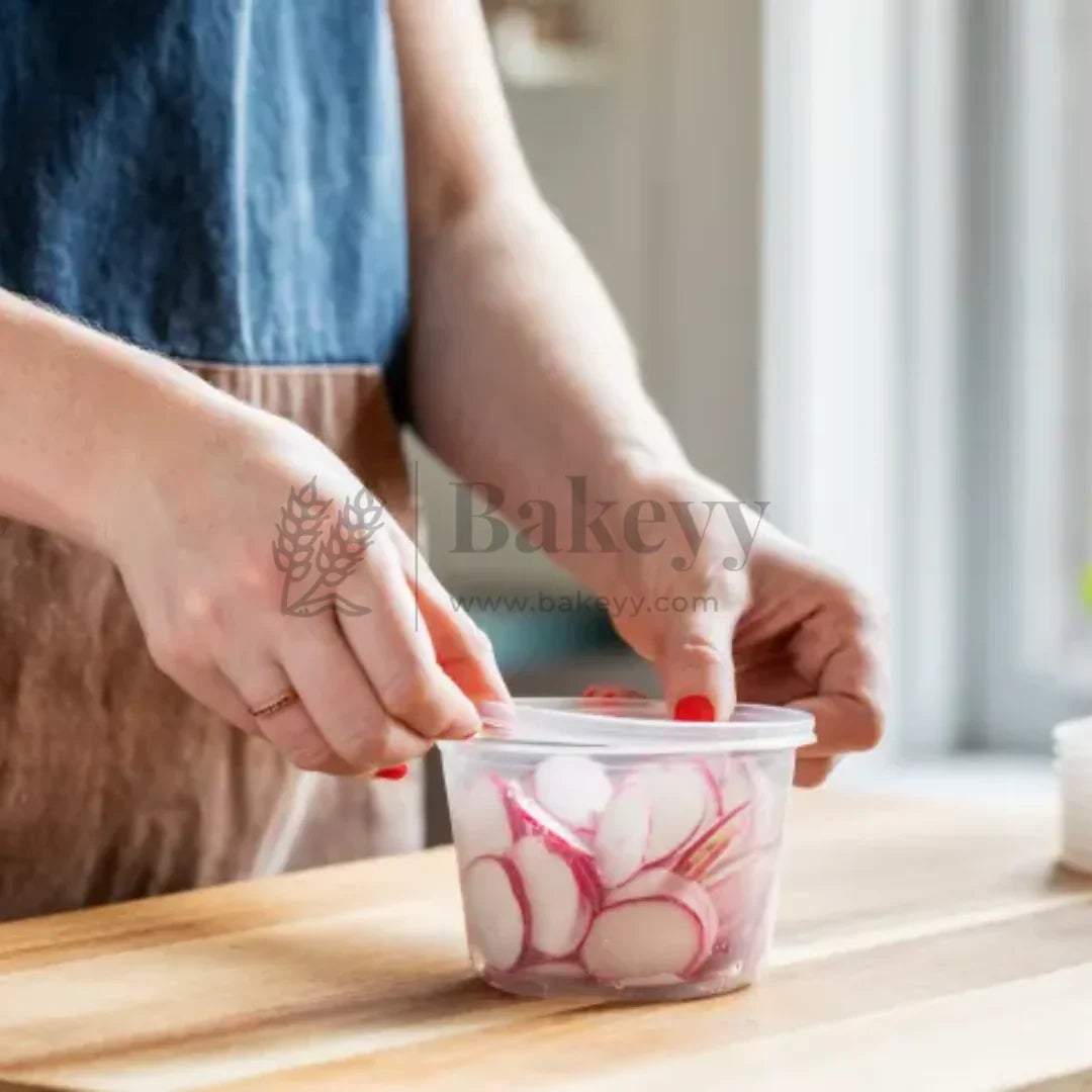 Clear Stackable Round PET Box | Pack of 25 - Bakeyy.com - India - Clear Stackable Round PET Box | Pack of 25 - 250 ml