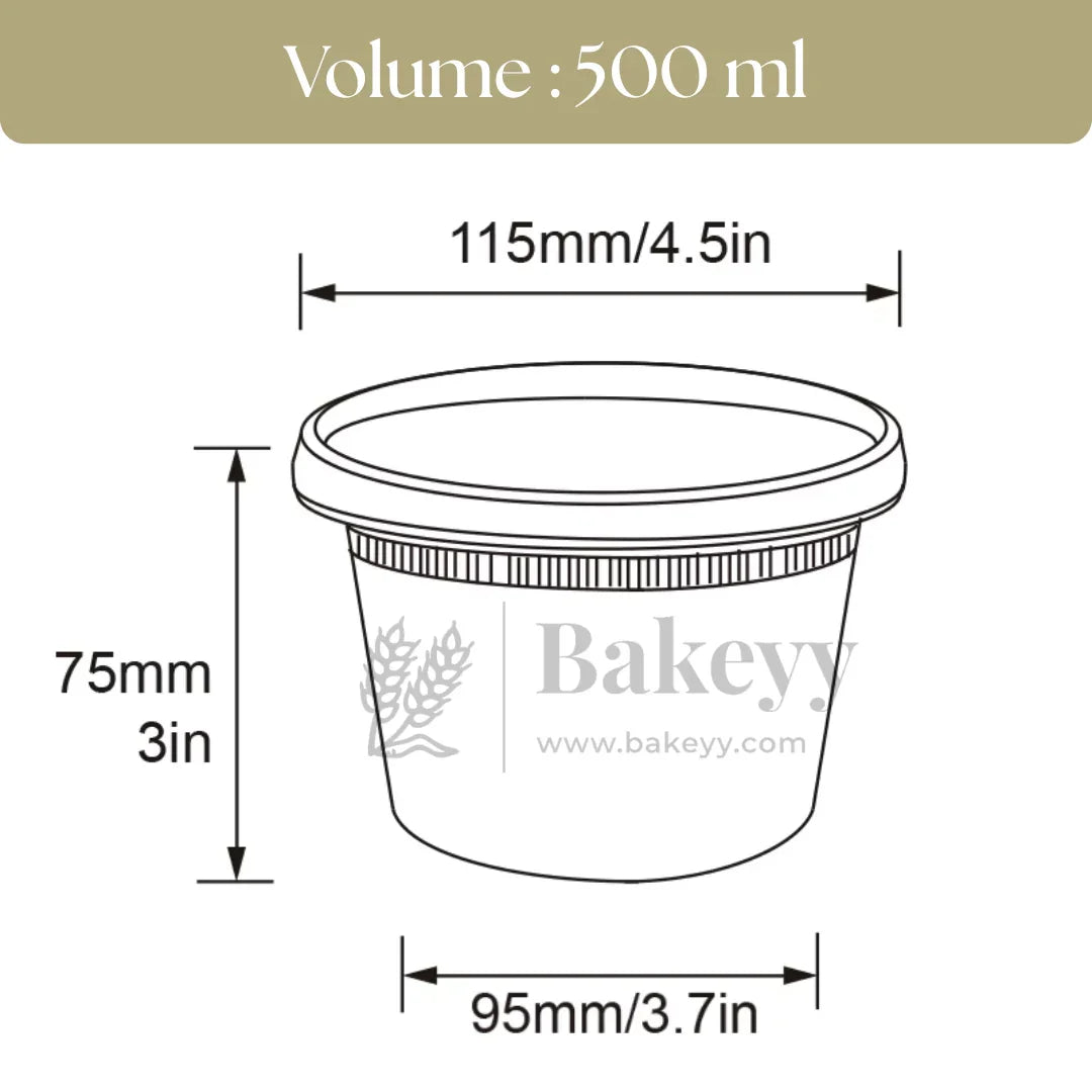 Clear Stackable Round PET Box | Pack of 25 - Bakeyy.com - India - Clear Stackable Round PET Box | Pack of 25 - 500 ml