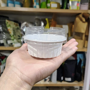 Round Ribbed Plastic Dessert Container with Clear Lid | Mini Sweet & Dessert Packing Box | Pack of 50
