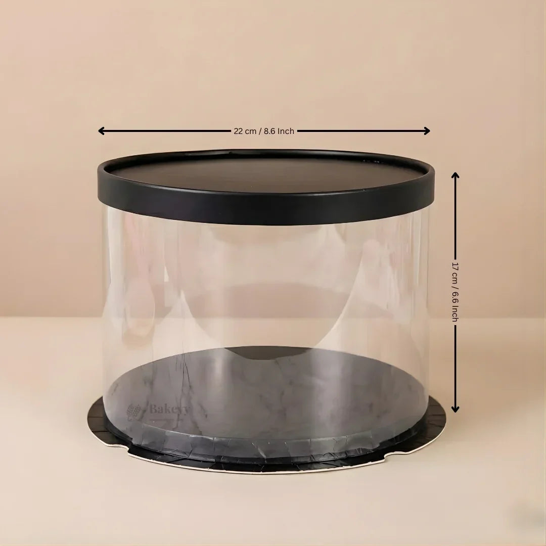 Luxury Round Cake Box | Durable Base & Top | Premium Transparent Design Cake Box | Pack of 5 - Bakeyy.com - India - Luxury Round Cake Box | Durable Base & Top | Premium Transparent Design Cake Box | Pack of 5 - Black 650.00