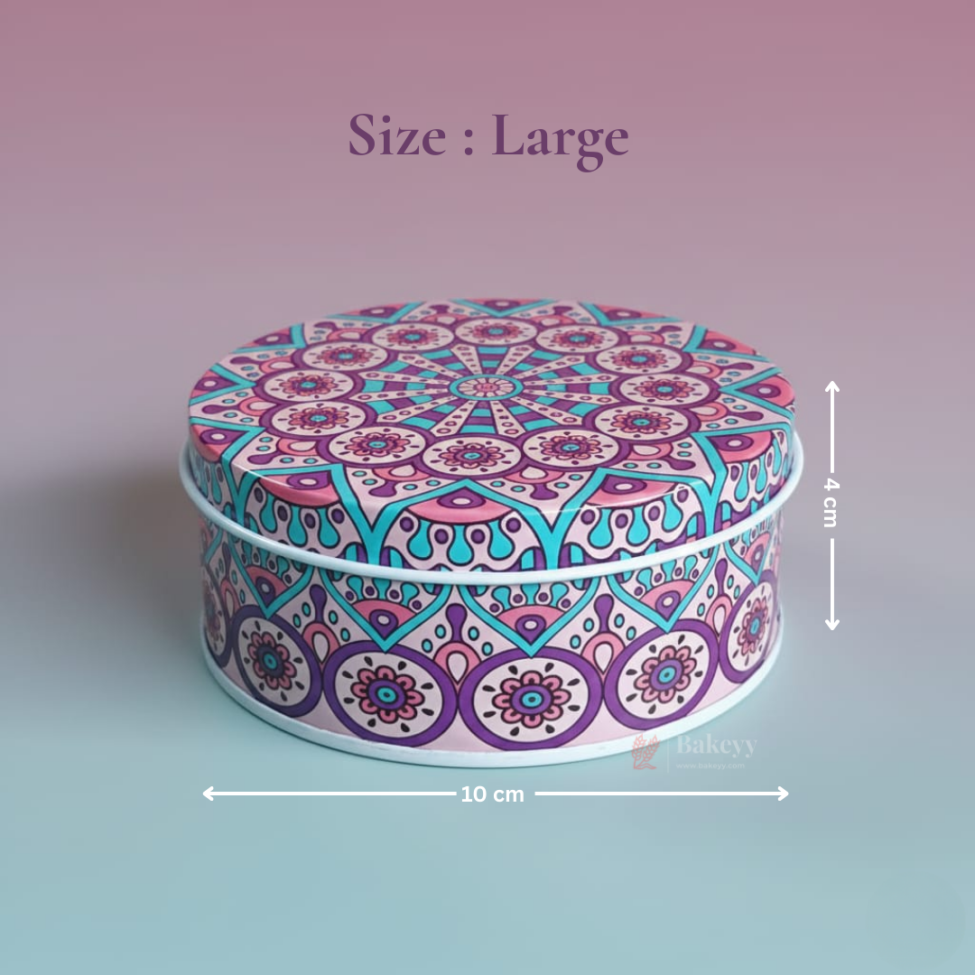 Round Mandala Design Empty Tin Boxes | Mandala Print | Tin Box | Pack of 6