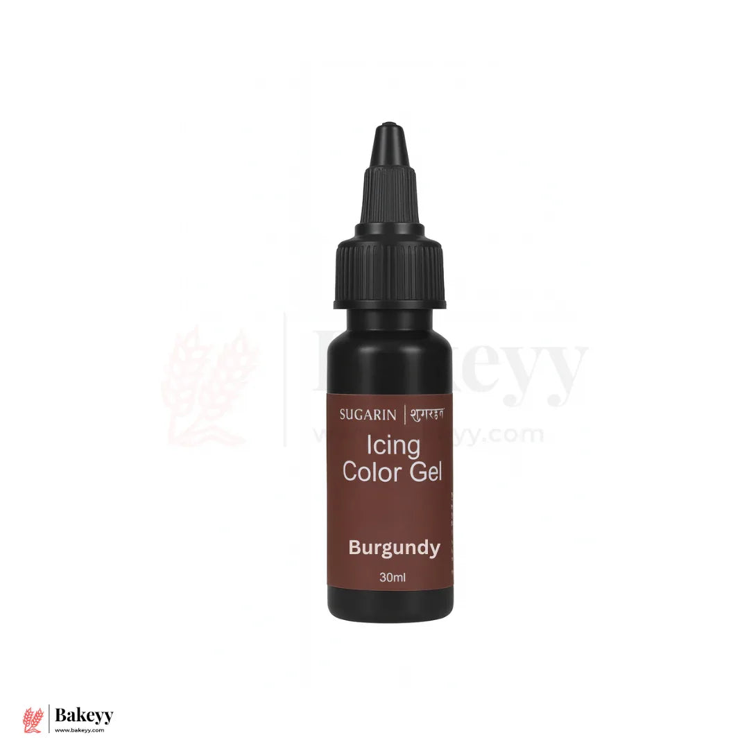 Sugarin Burgundy Icing Color Gel – 30ml | Vibrant Food Gel Color for Cakes, Fondant & More - Bakeyy.com - India - Sugarin Burgundy Icing Color Gel – 30ml | Vibrant Food Gel Color for Cakes, Fondant & More - Default Title