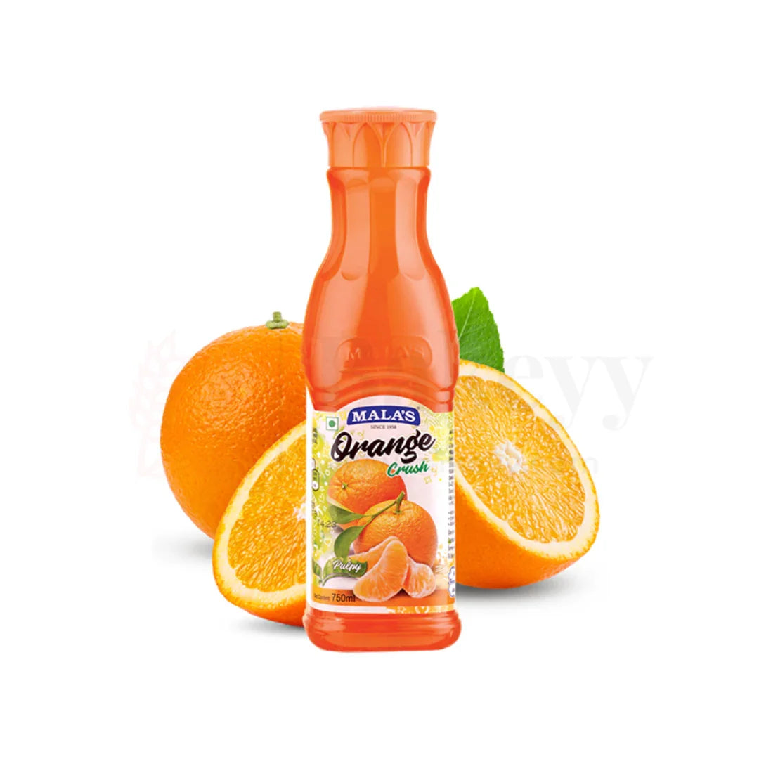 Mala's Orange Crush – Pulpy Fruit Crush for Refreshing Drinks & Desserts | 750ml
