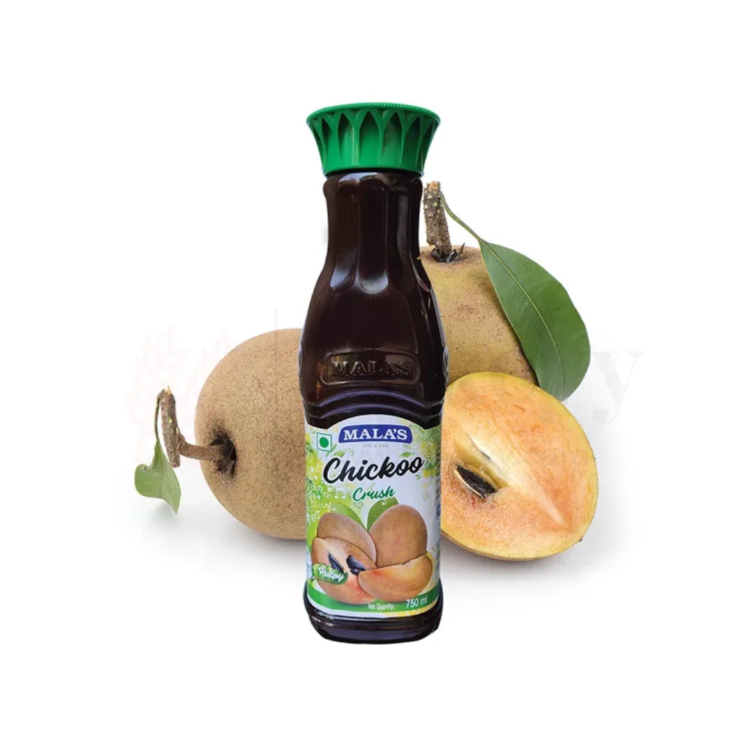 Mala's Chickoo Crush – Pulpy Fruit Crush for Refreshing Drinks & Desserts | 750ml