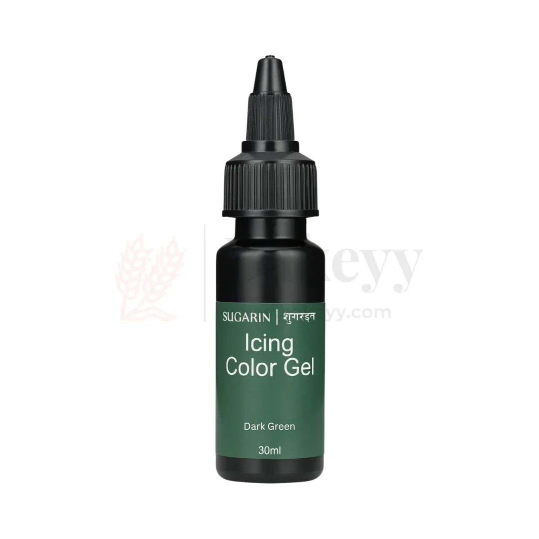 Sugarin Dark Green Icing Colour Gel – 30ml | Vibrant Food Gel Colour for Cakes, Fondant & More
