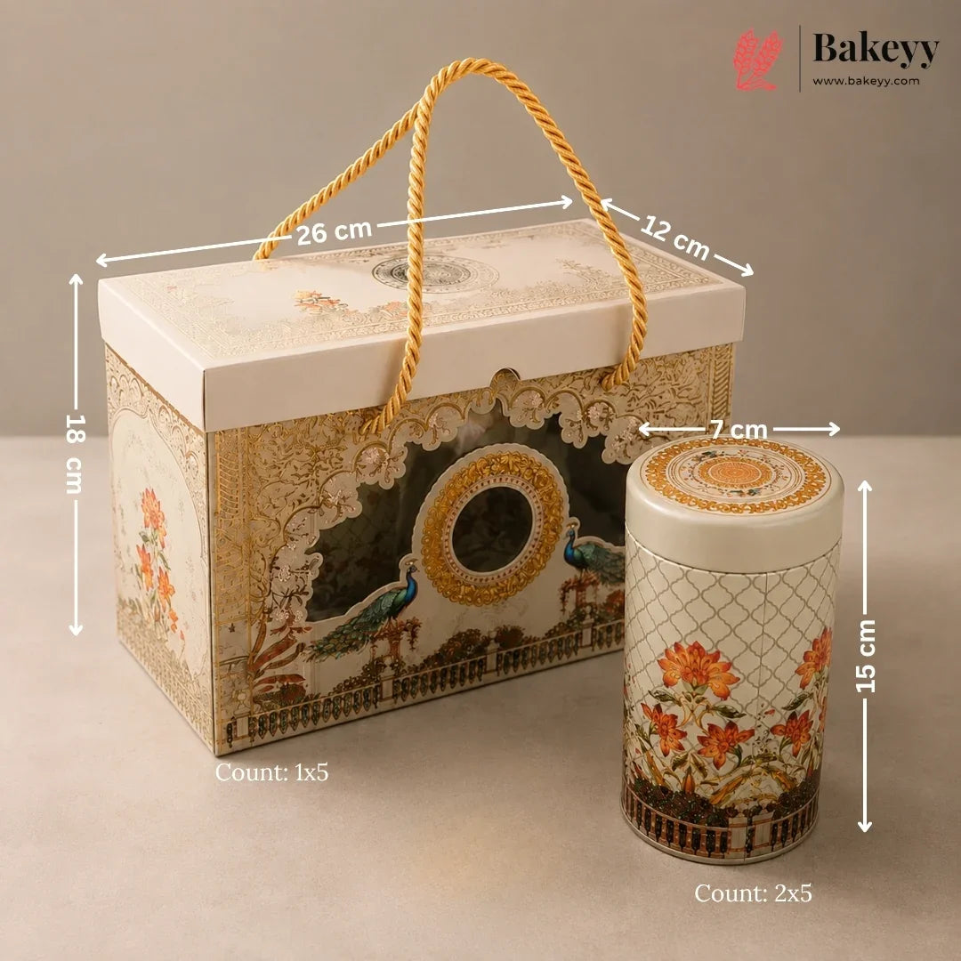 Royal Garden Heritage Theme Gift Box with Tin Containers | Pack of 5