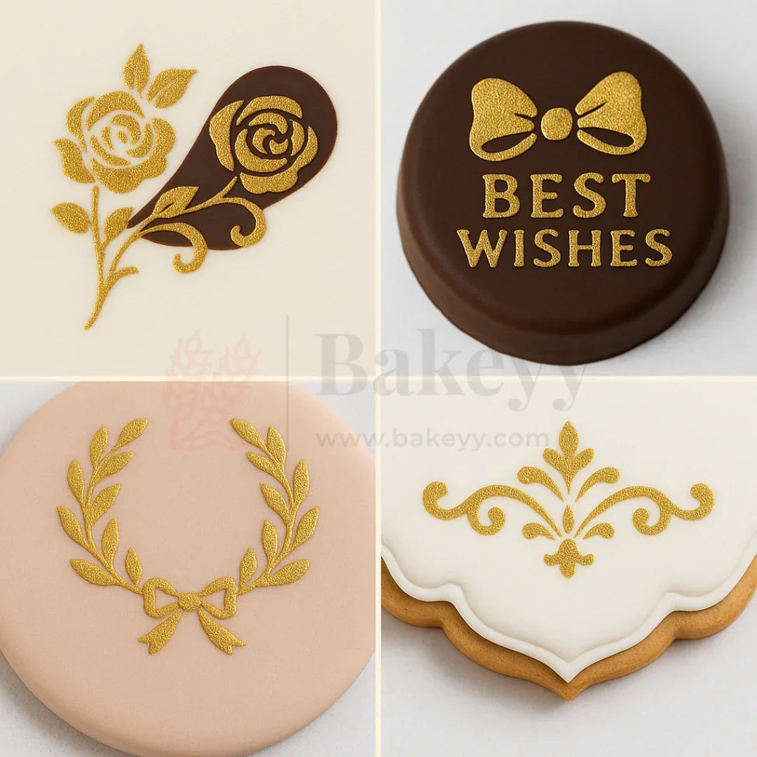 Sugarin Champagne Gold Edible Stencil Gel - 50g | Vegan Metallic Cake Texture Gel