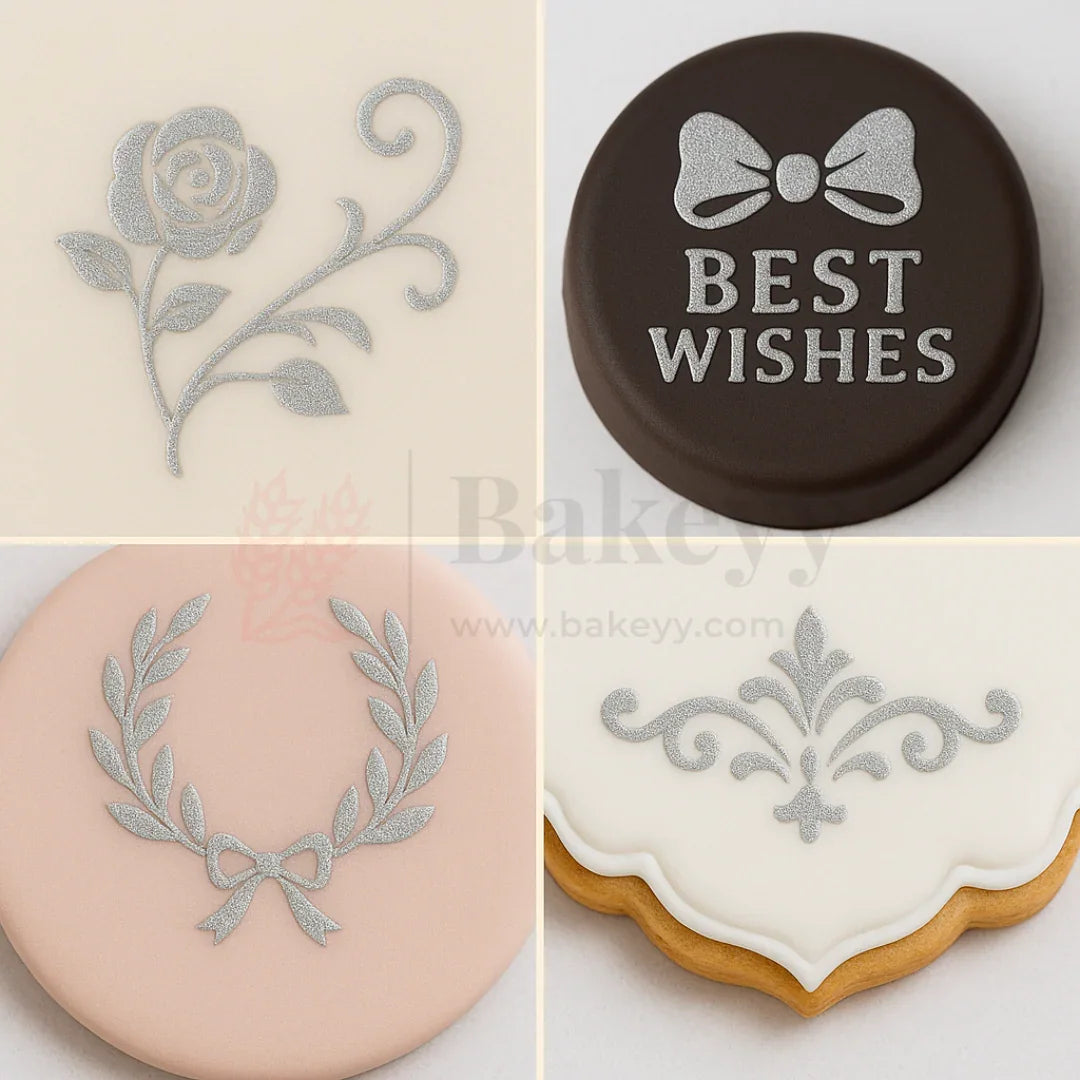 Sugarin Pure Silver Edible Stencil Gel - 50g | Vegan Metallic Cake Texture Gel