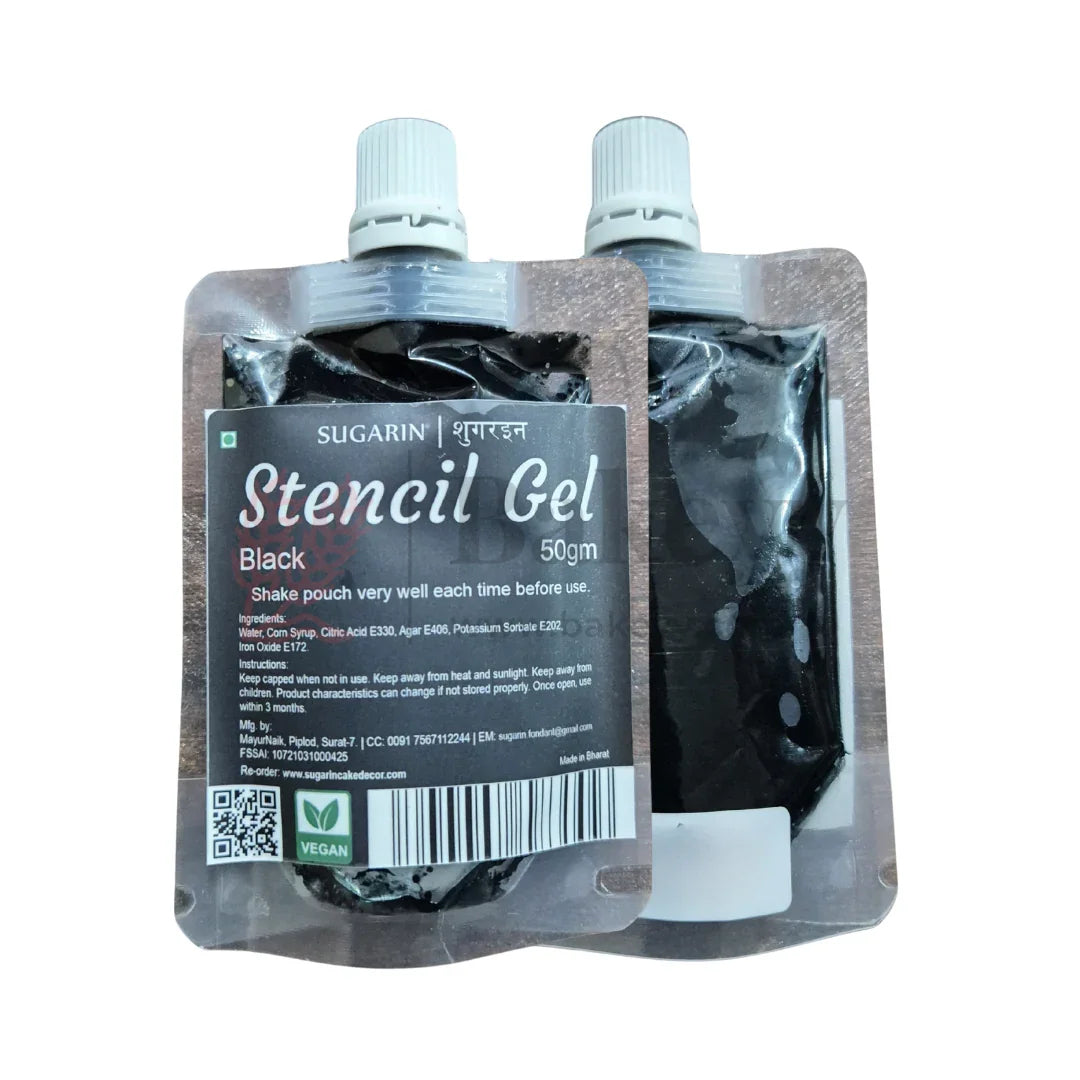 Sugarin Black Edible Stencil Gel - 50g | Vegan Classic Cake Texture Gel