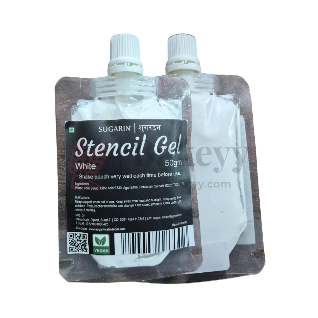 Sugarin White Edible Stencil Gel - 50g | Vegan Classic Cake Texture Gel - Bakeyy.com - India - Sugarin White Edible Stencil Gel - 50g | Vegan Classic Cake Texture Gel - Default Title