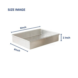 Rectangular Aluminium Brownie Tray | 1 Piece - Bakeyy.com - India - Rectangular Aluminium Brownie Tray | 1 Piece - 6 x 8 x 1 Inch 184.00