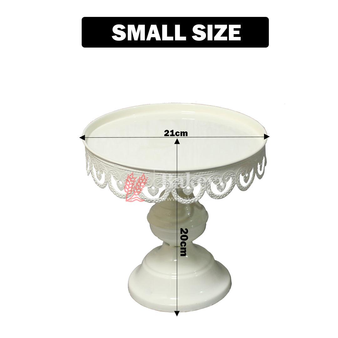 Elegant Ivory Cake Stand With Decorative Trim | Perfect For Celebrations - Bakeyy.com - India - Elegant Ivory Cake Stand With Decorative Trim | Perfect For Celebrations - Small