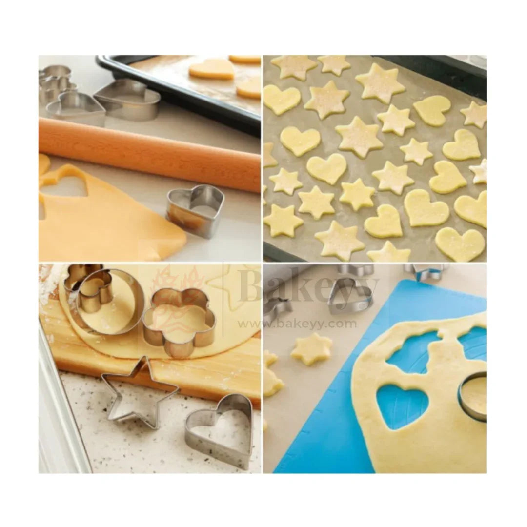 Stainless Steel Cookie Cutter Set – 12 Pcs, 4 Shapes (Heart, Star, Flower, Round), 3 Sizes Each, Polished Finish - Bakeyy.com - India - Stainless Steel Cookie Cutter Set – 12 Pcs, 4 Shapes (Heart, Star, Flower, Round), 3 Sizes Each, Polished Finish - Default Title
