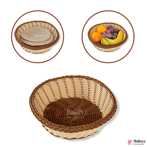 Round Handwoven Natural Rattan Basket| Wicker basket – Rustic Decorative Storage | Natural Finish - Bakeyy.com - India - Round Handwoven Natural Rattan Basket| Wicker basket – Rustic Decorative Storage | Natural Finish - Small