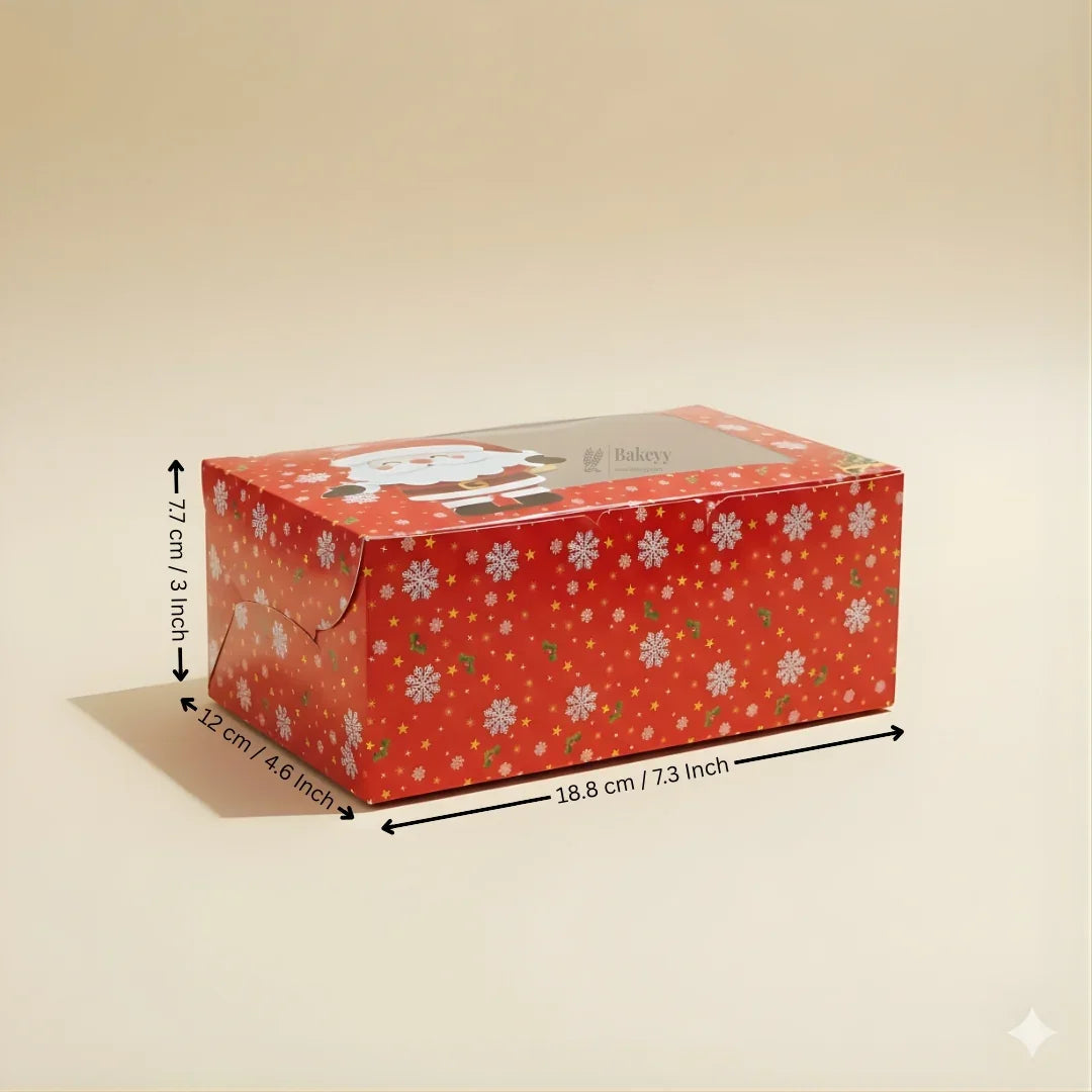 Santa Theme Red Pastry Box | Christmas Pastry Box | Festive Bakery Packaging | Multi-Sizes | Pack of 25