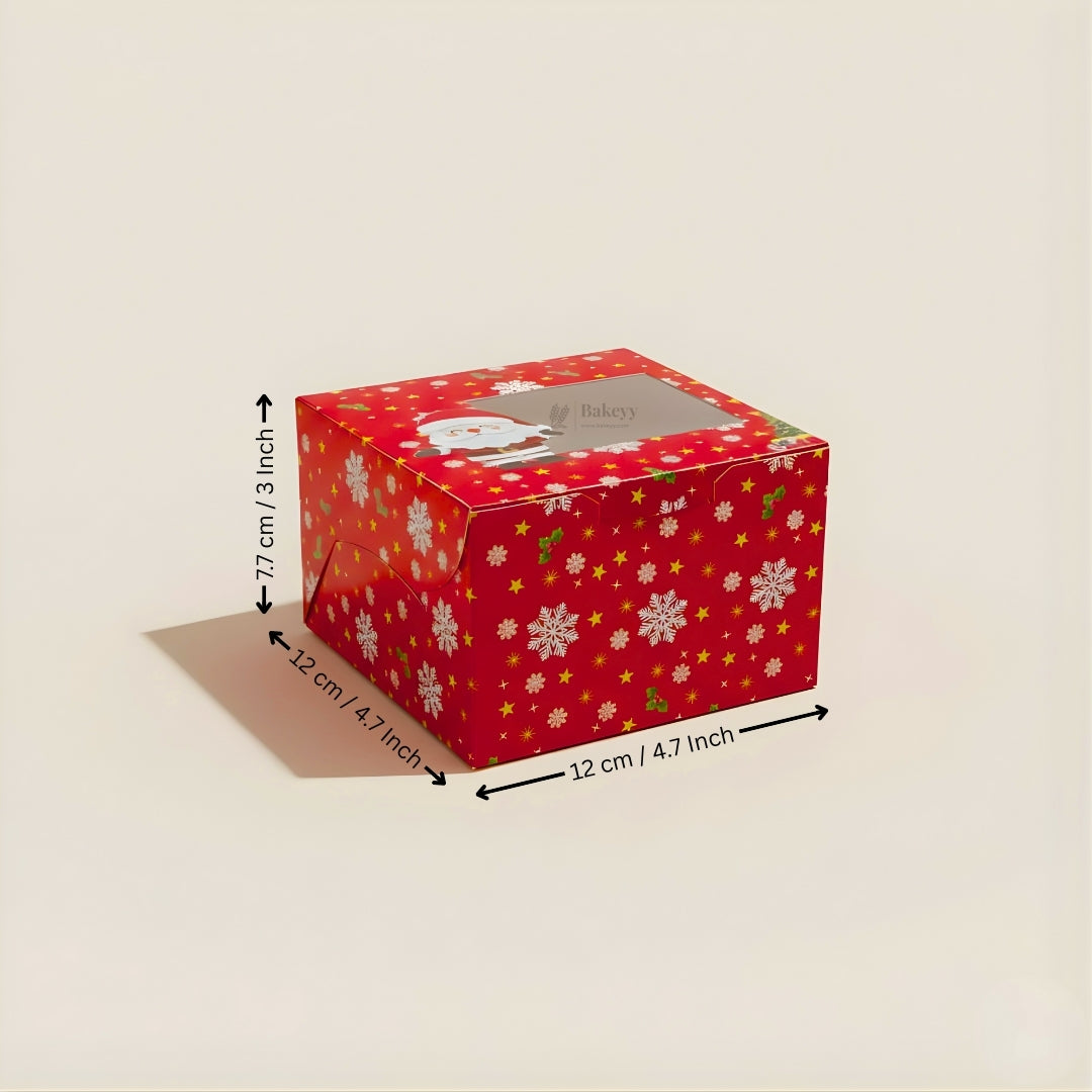 Santa Theme Red Pastry Box | Christmas Pastry Box | Festive Bakery Packaging | Multi-Sizes | Pack of 25