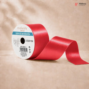 Red ribbon with a label on a beige background