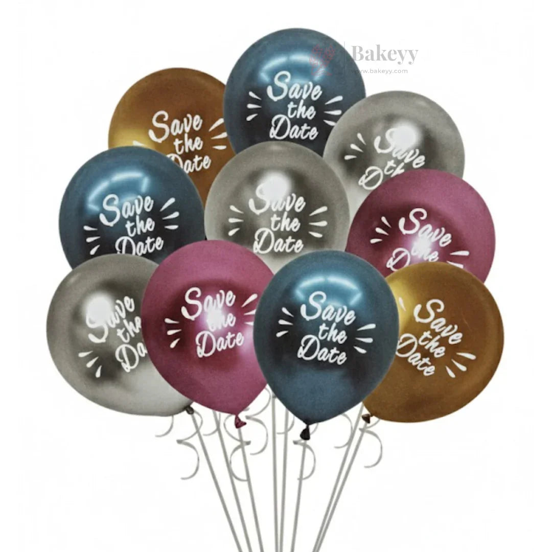 Save The Date Printed Balloons Set | Pieces 10 | Engagement & Wedding Decor Balloons | Pack of 1
