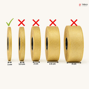 Baking tape with different widths labeled, showing correct and incorrect measurements.