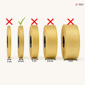 Five rolls of tape with different widths labeled, showing correct and incorrect measurements.