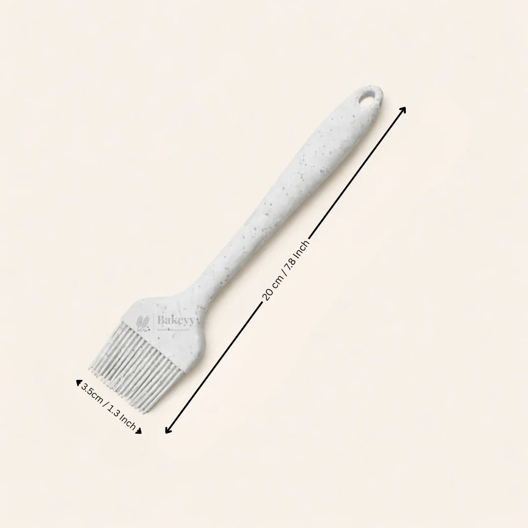 White silicone baking brush, 20 cm long, 3.5 cm wide, Bakeyy baking supplies india