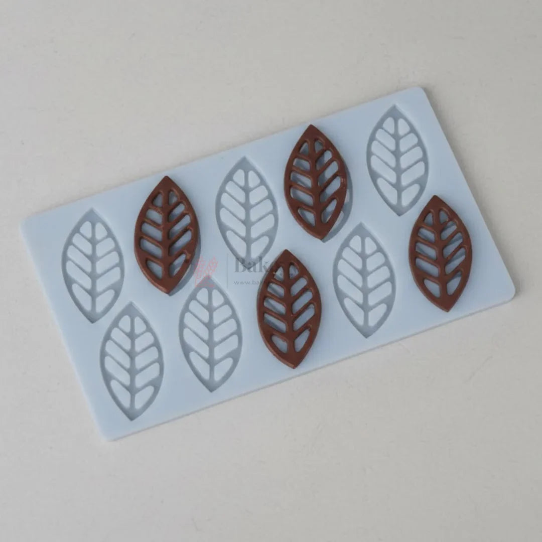 Silicone Leaf Garnishing Mould for Chocolate & Cake Decoration | 10 Cavity | Leaf Design | Pack of 1