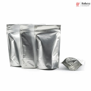 Silver_Pouch_Without_Window_Standing_Pouch_110_GSM_Pack_of_100 - Bakeyy.com
