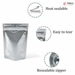 Silver_Pouch_Without_Window_Standing_Pouch_110_GSM_Pack_of_100_.3 - Bakeyy.com