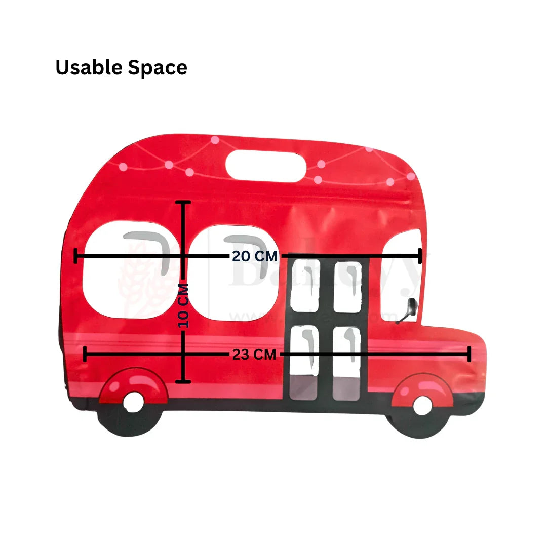 Red Bus Shape Zip Lock Bags | Bus Shape Bags For Kids | Pack of 50