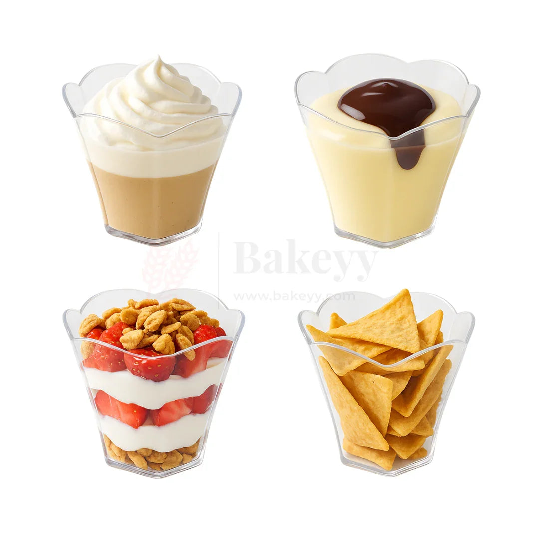 Petal-Shaped Transparent Mousse Cups | Pack Of 20 | D32 - Bakeyy.com - India - Petal-Shaped Transparent Mousse Cups | Pack Of 20 | D32 - Default Title