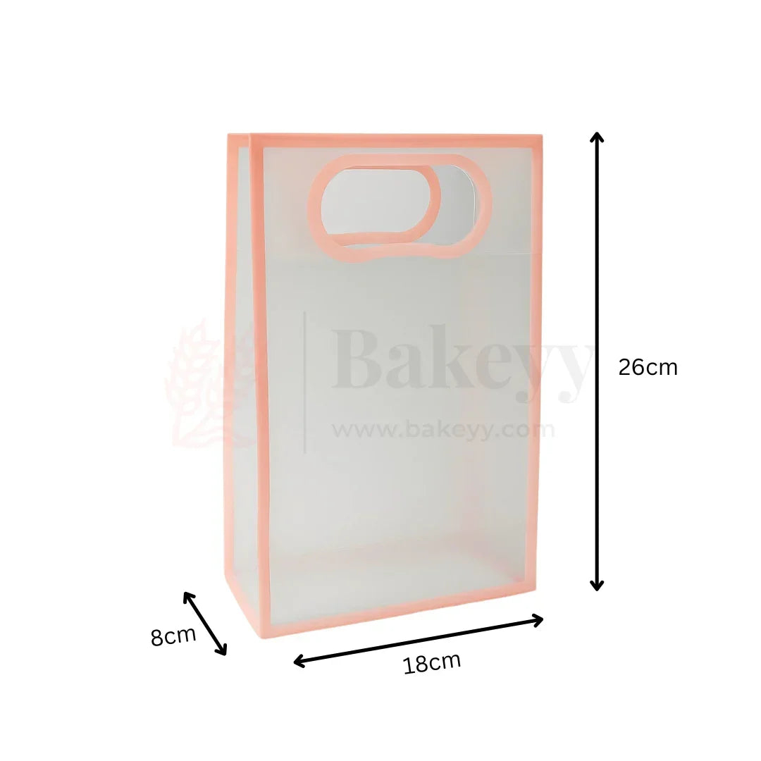 Transparent Gift Bag - Peach | Oval‑Cut Handle| Pack Of 12