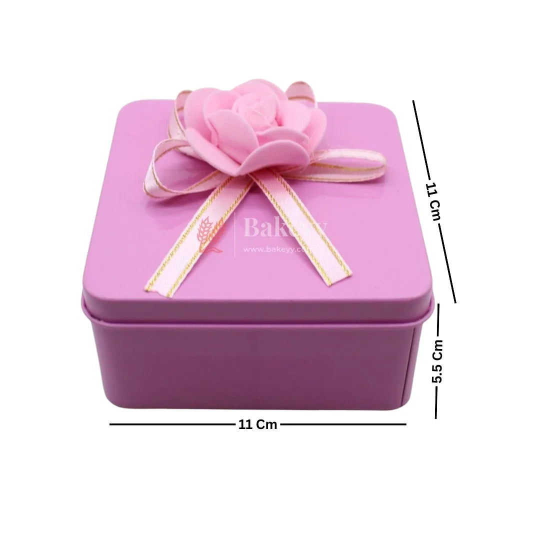 Size 4|Pink Square Empty Decorative Tin Box |Pack of 4