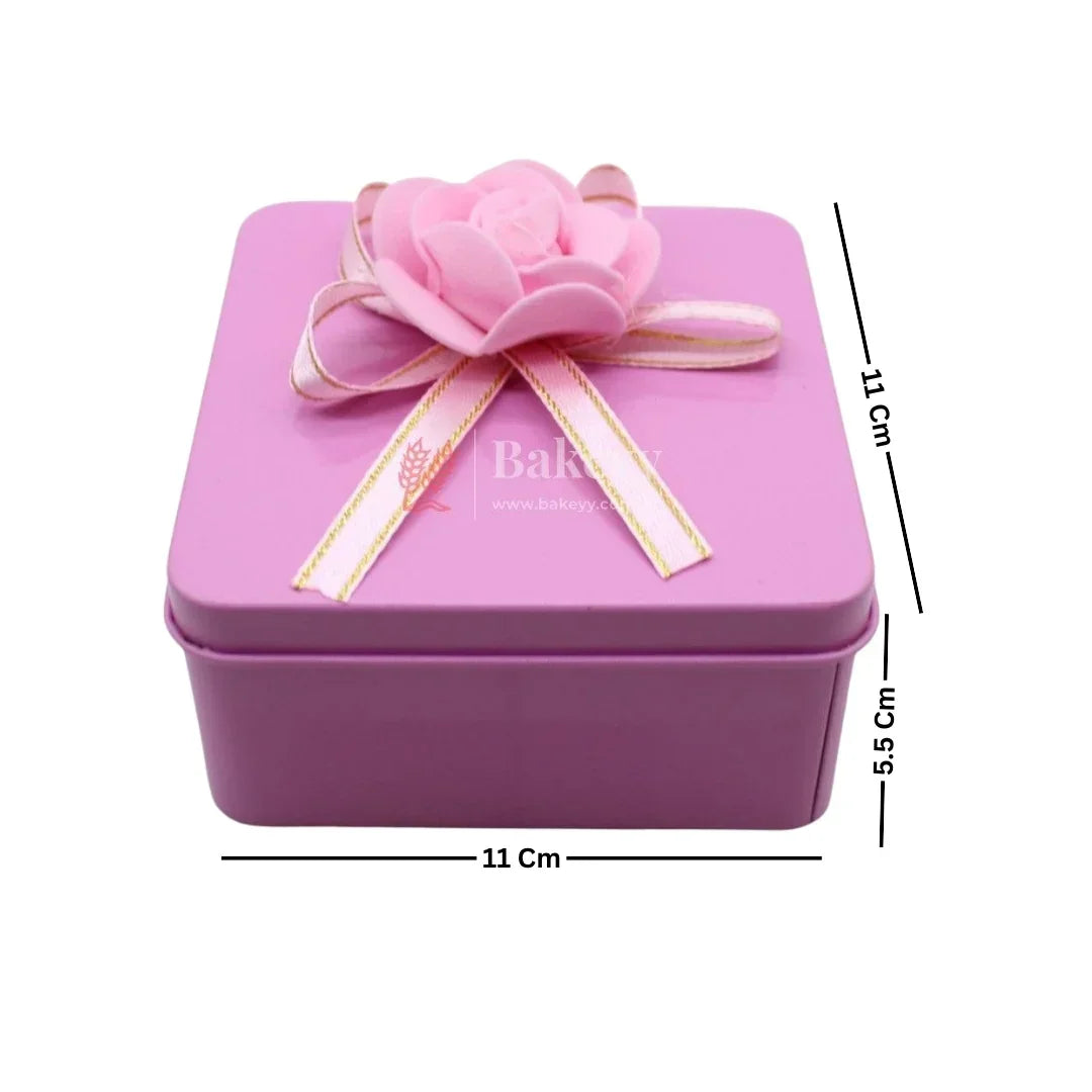 Size 4|Pink Square Empty Decorative Tin Box |Pack of 4 - Bakeyy.com - India - Size 4|Pink Square Empty Decorative Tin Box |Pack of 4 - Default Title