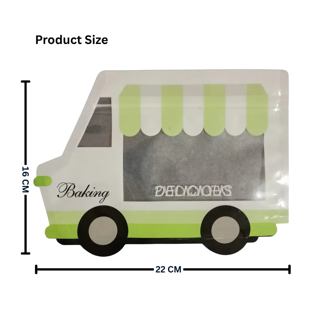 Food Truck Shaped Stand Up Pouch with Zip Lock| Cute & Reusable |Packaging for Snacks and Treats |Pack Of 50