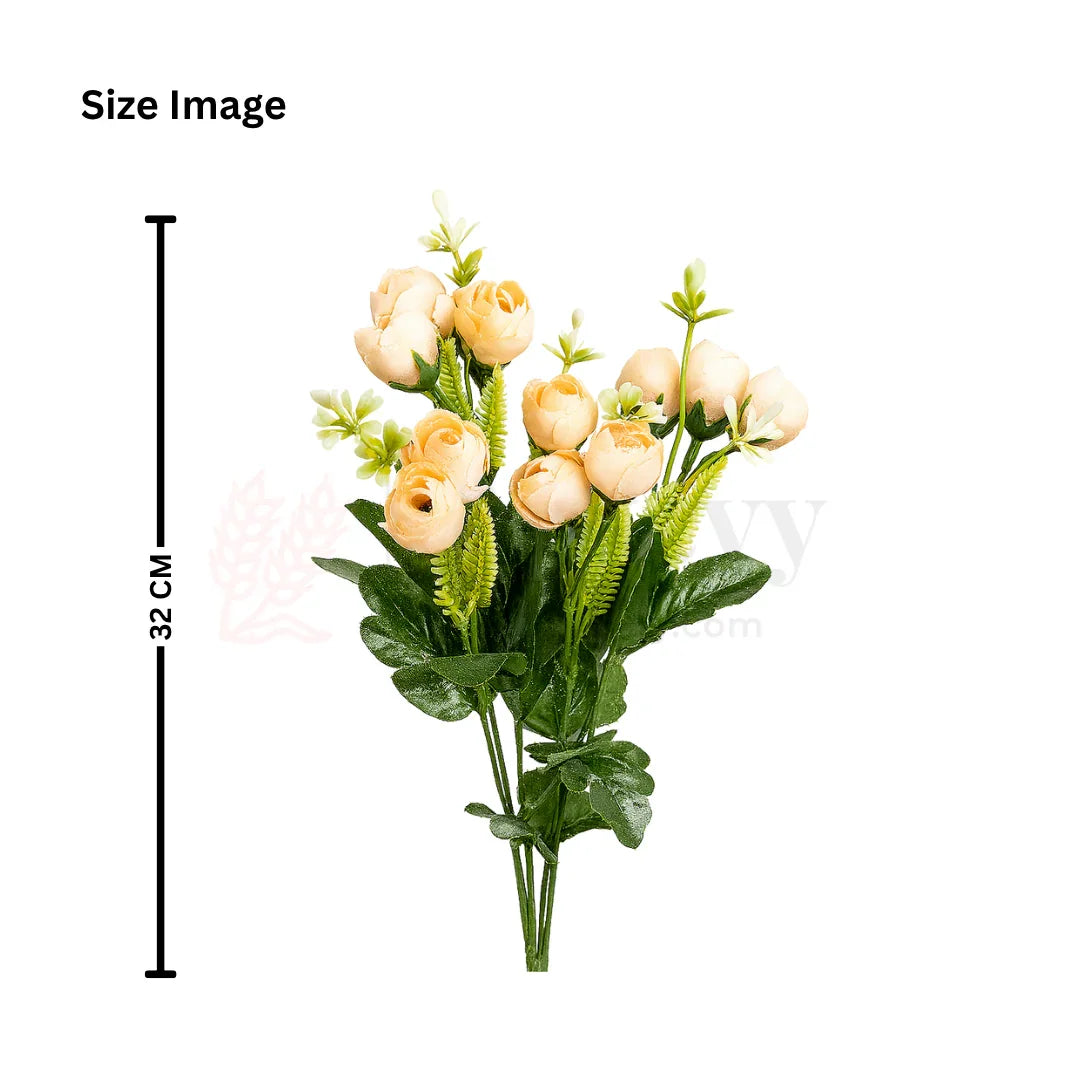 Artificial Peach Rose Flower Bouquet - 32cm | Elegant Faux Floral Bunch for Home Decor, Vase Styling & Events - Pack of 1