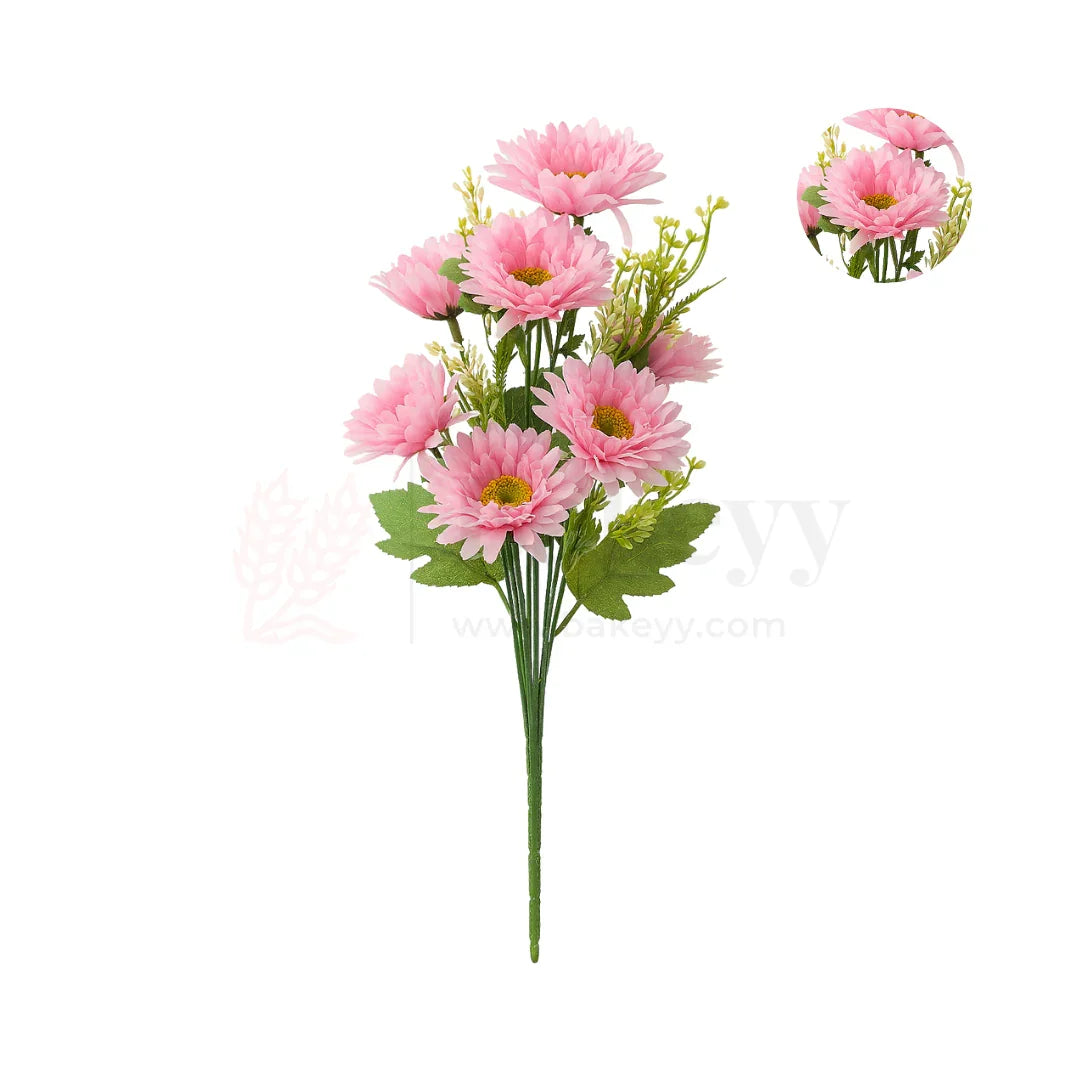Artificial Pink Daisy Flower Bunch – 48cm | Faux Floral Bouquet for Vase, Gifting & Home Decor | Pack of 1