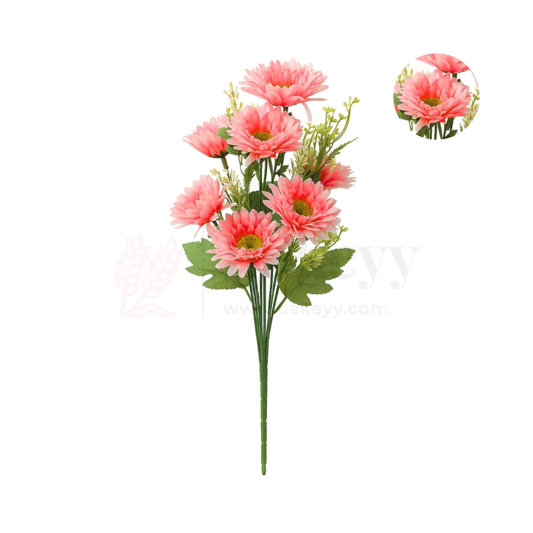 Artificial Peach Pink Daisy Flower Bunch – 48cm | Faux Floral Bouquet for Vase, Gifting & Home Decor | Pack of 1