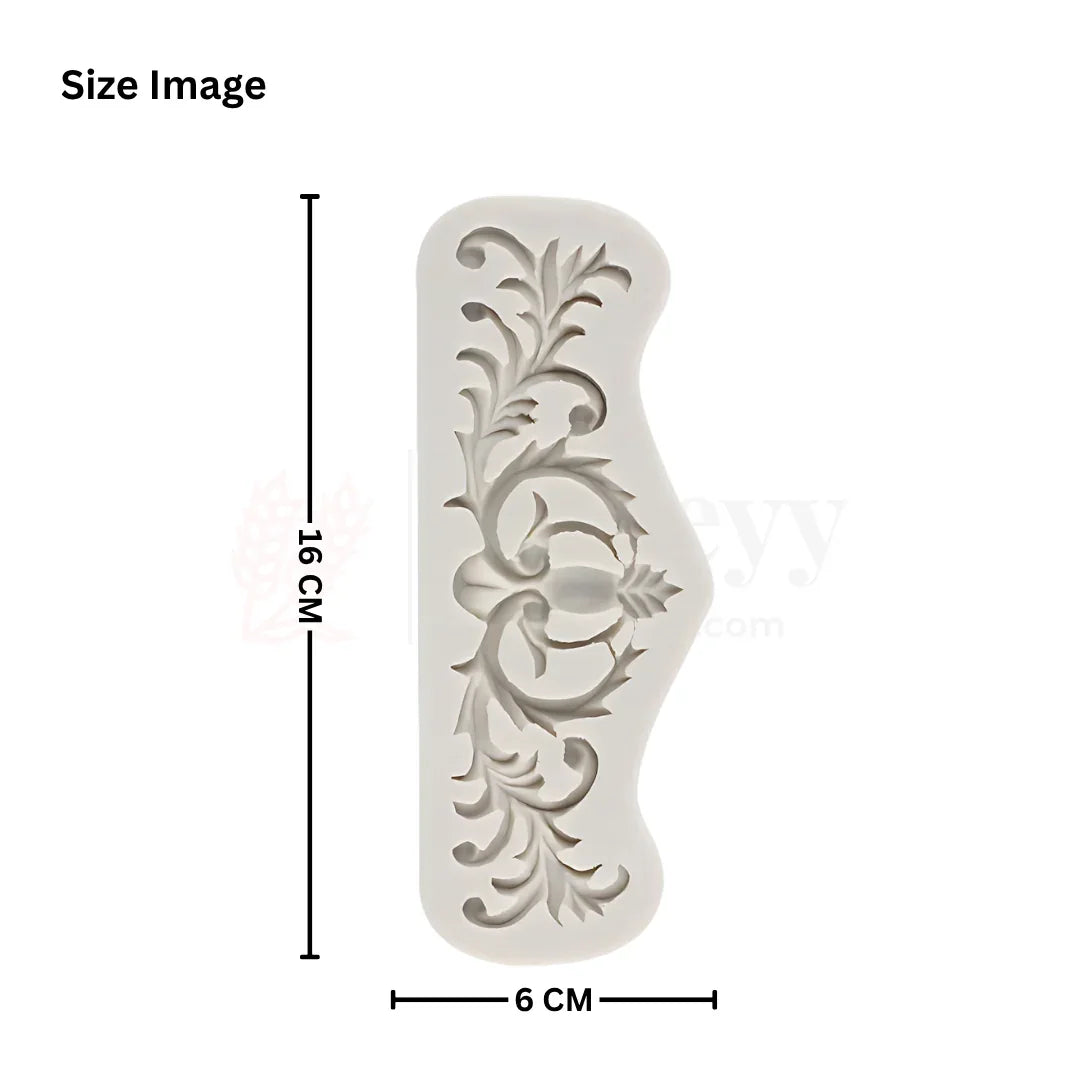 1213 | Baroque Style Curlicues Scroll Lace Silicone Fondant Mould – 1 Piece