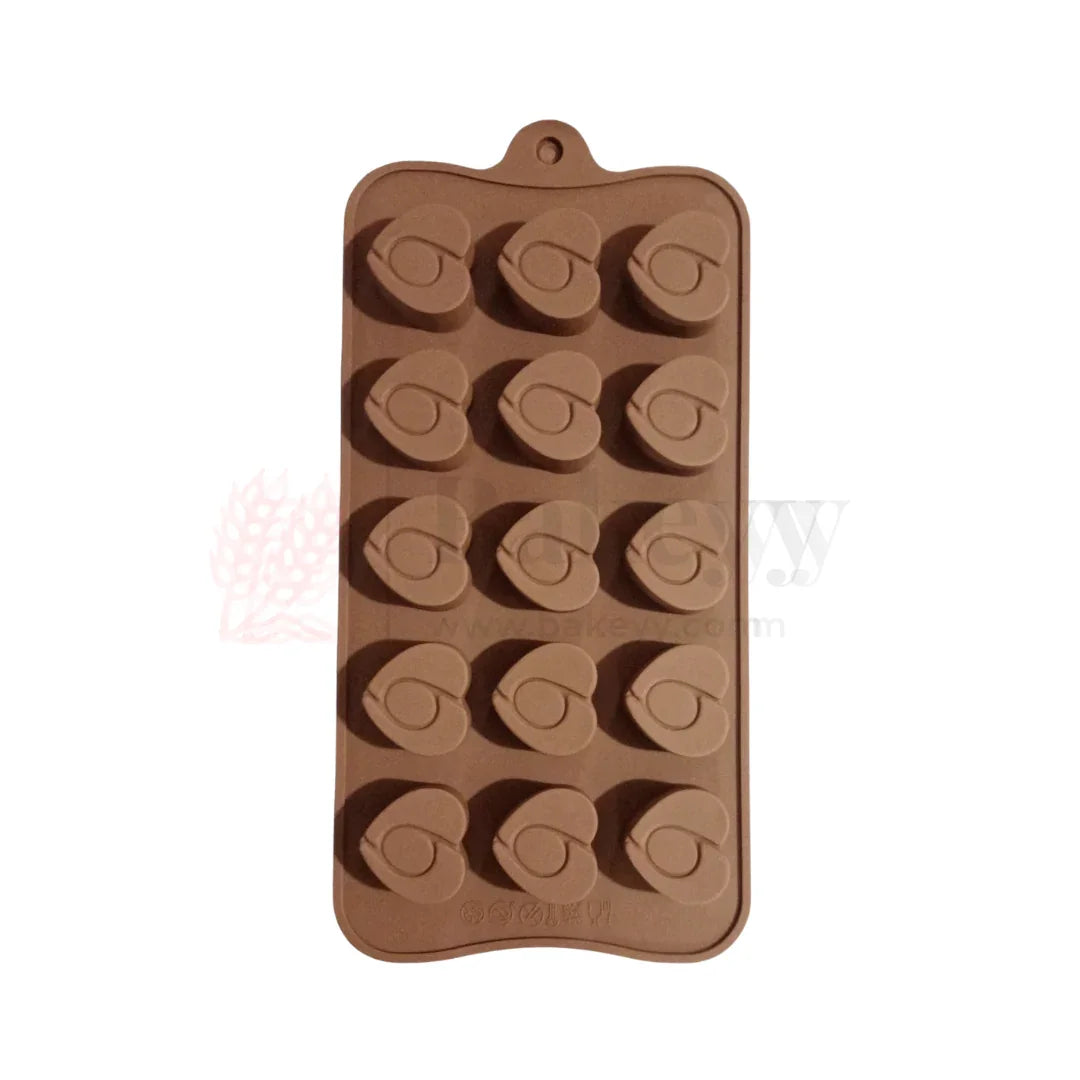 15-Cavity | Heart Swirl Silicone Chocolate Mould | Non-Stick Baking & Candy Making Tray | 1 Piece