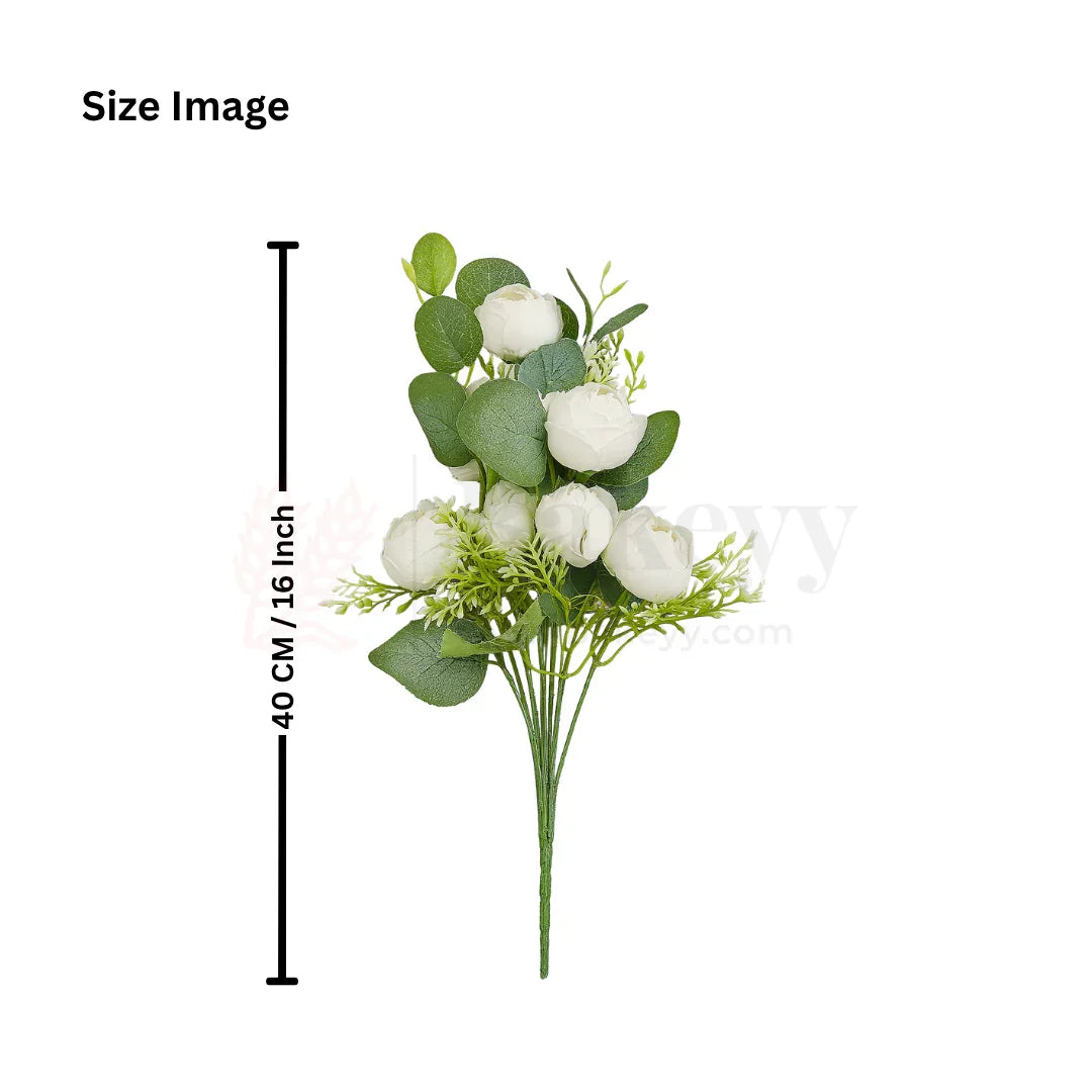 Artificial White Peony Flower Bouquet - 40cm | Elegant Faux Floral Bunch for Home Decor, Vase Styling & Events - Pack of 1