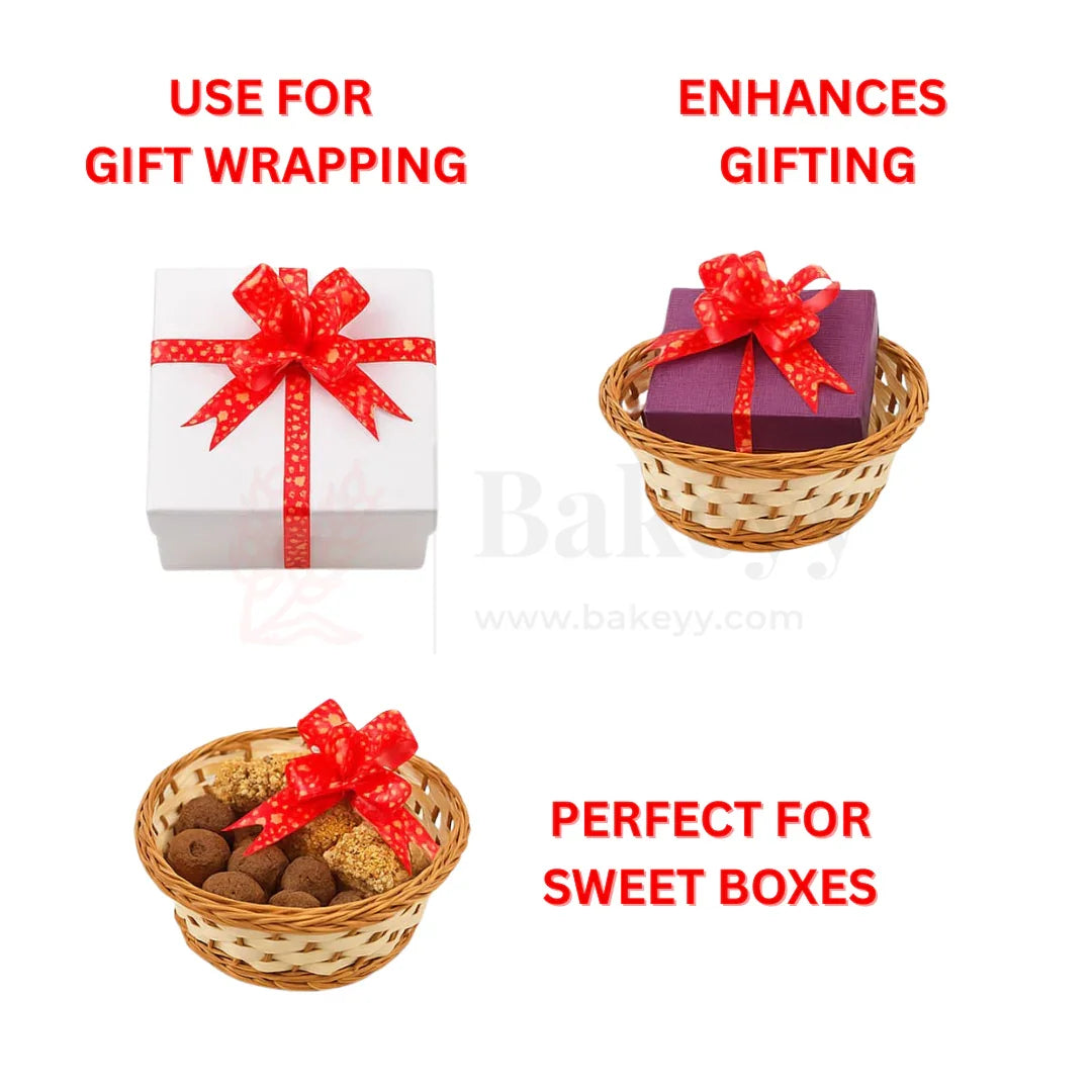 Printed Red | Pull-Up Ribbon Mixed Designs | Pack of 10 - Bakeyy.com - India - Printed Red | Pull-Up Ribbon Mixed Designs | Pack of 10 - Small