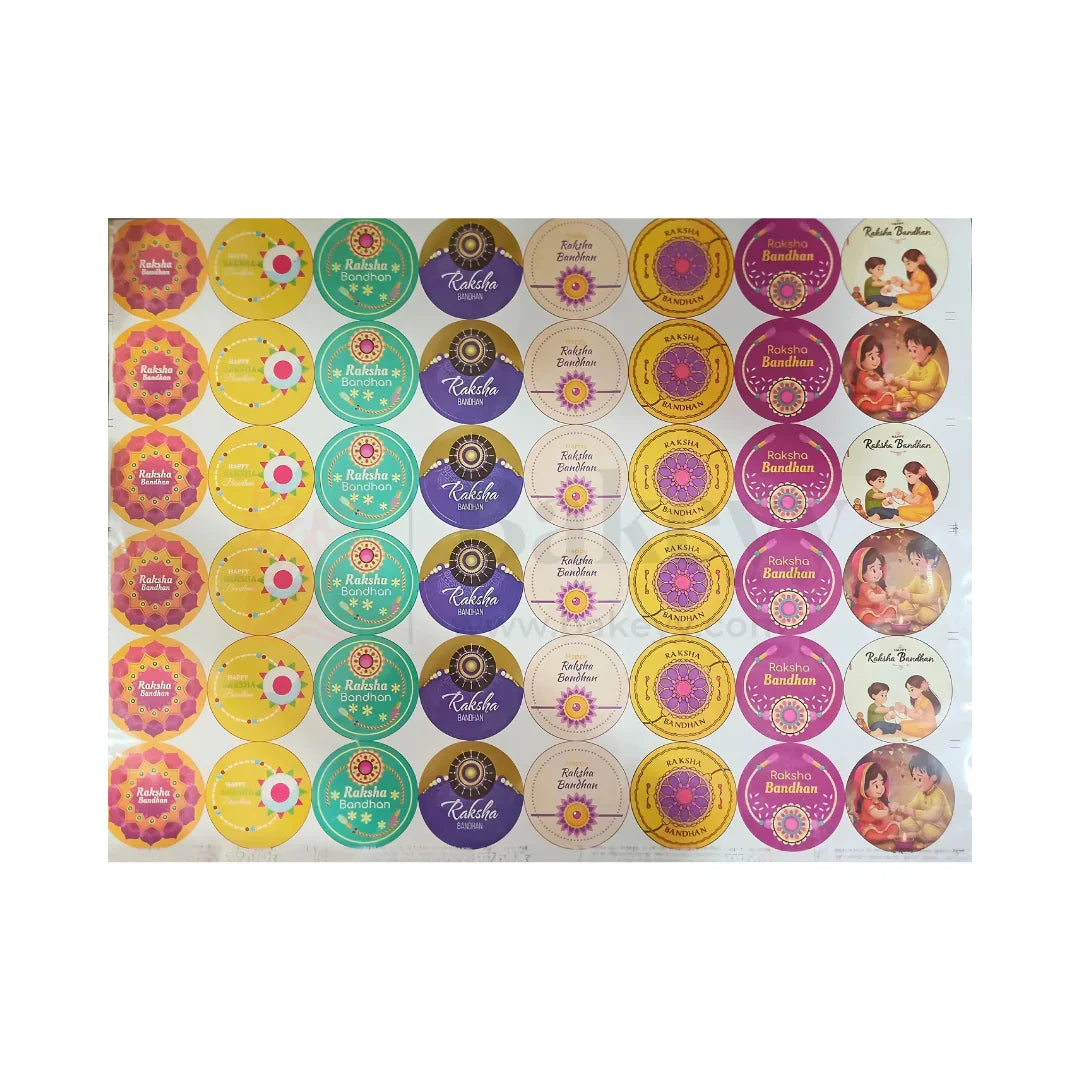 Raksha Bandhan Sticker | Festive Gift Seals & Labels - 48 Pc