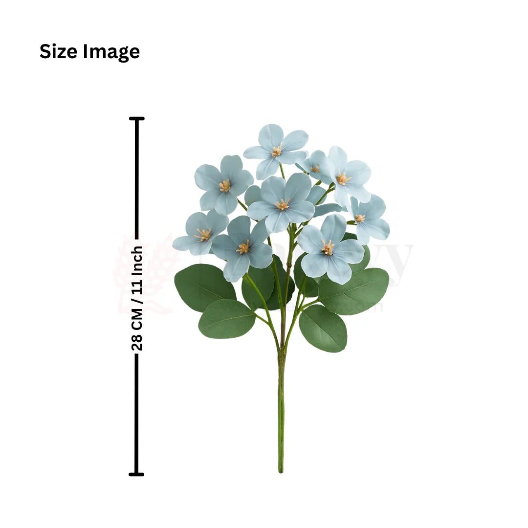 Artificial Light Blue Blossom Flower Bunch – 28cm | Soft & Delicate Faux Floral Arrangement for Vase, Decor & Gifting | Pack of 1