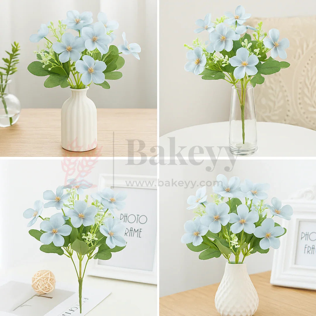 Artificial Light Blue Blossom Flower Bunch – 28cm | Soft & Delicate Faux Floral Arrangement for Vase, Decor & Gifting | Pack of 1