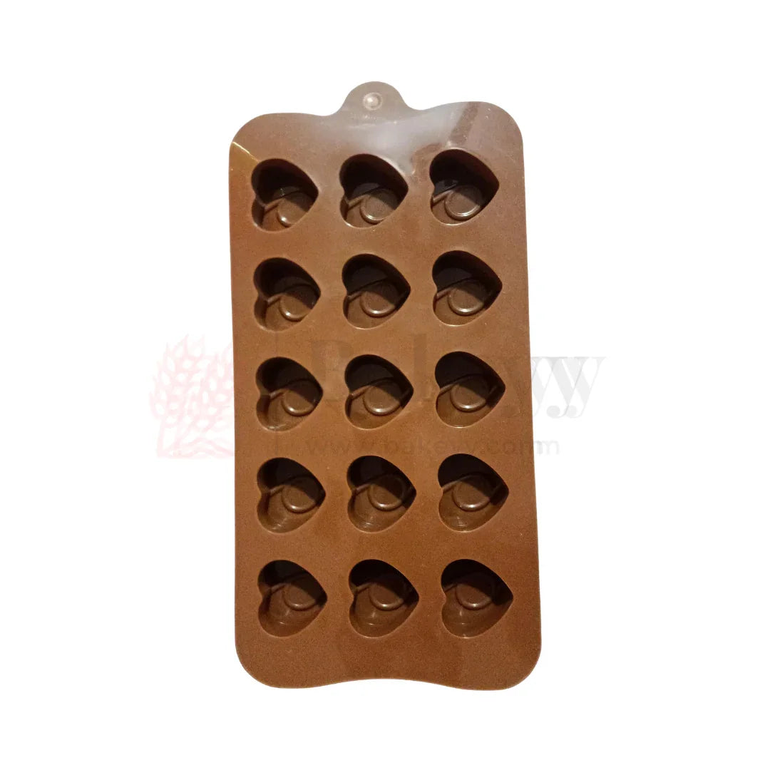 15-Cavity | Heart Swirl Silicone Chocolate Mould | Non-Stick Baking & Candy Making Tray | 1 Piece