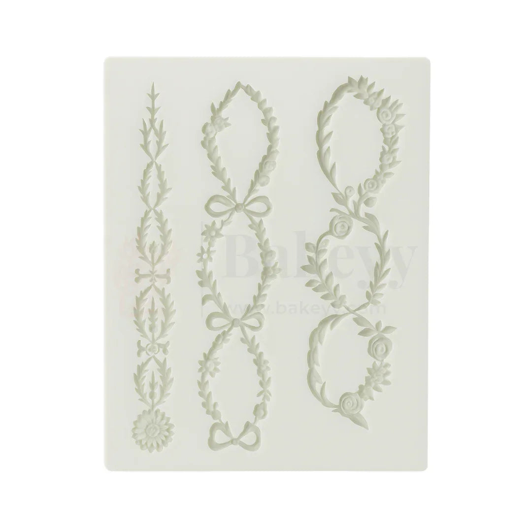 123 | Floral Garland & Oval Frame Silicone Mould - 1 Piece - Bakeyy.com - India - 123 | Floral Garland & Oval Frame Silicone Mould - 1 Piece - Default Title