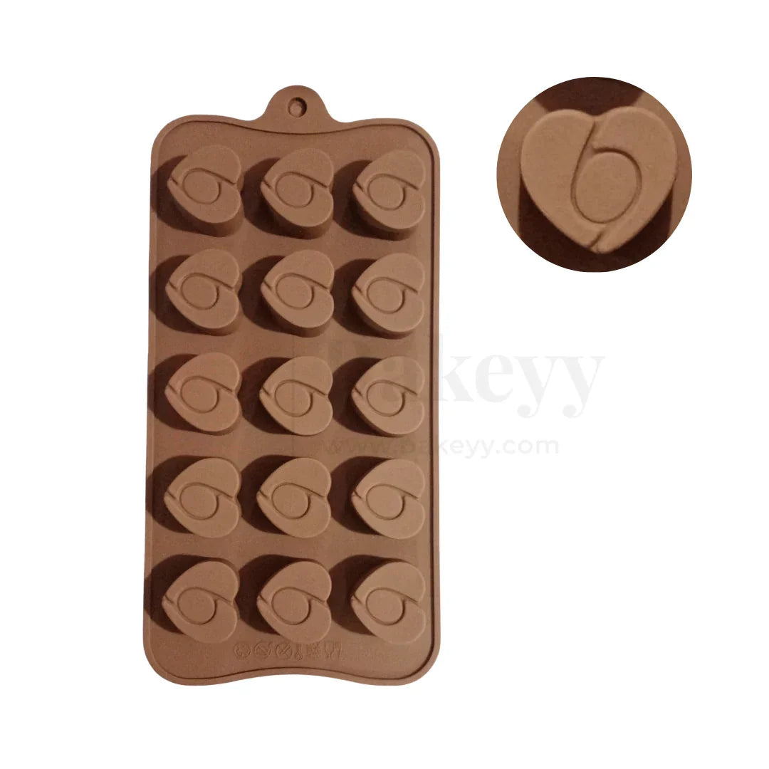 15-Cavity | Heart Swirl Silicone Chocolate Mould | Non-Stick Baking & Candy Making Tray | 1 Piece