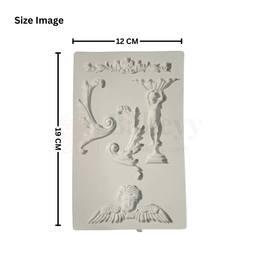 2490 | Victorian Angel & Scroll Relief Silicone Mould - 1 Piece - Bakeyy.com - India - 2490 | Victorian Angel & Scroll Relief Silicone Mould - 1 Piece - Default Title